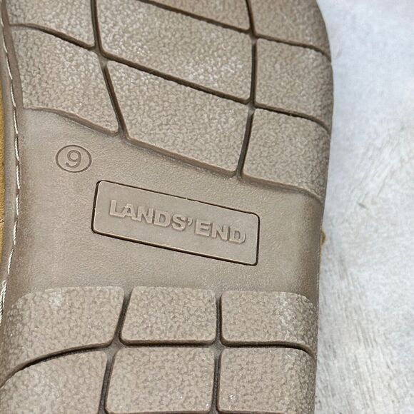 Lands' End Mens Slippers Size 9 Fuzzy Lined English Tan Suede Moccasin Slipper - Picture 13 of 14